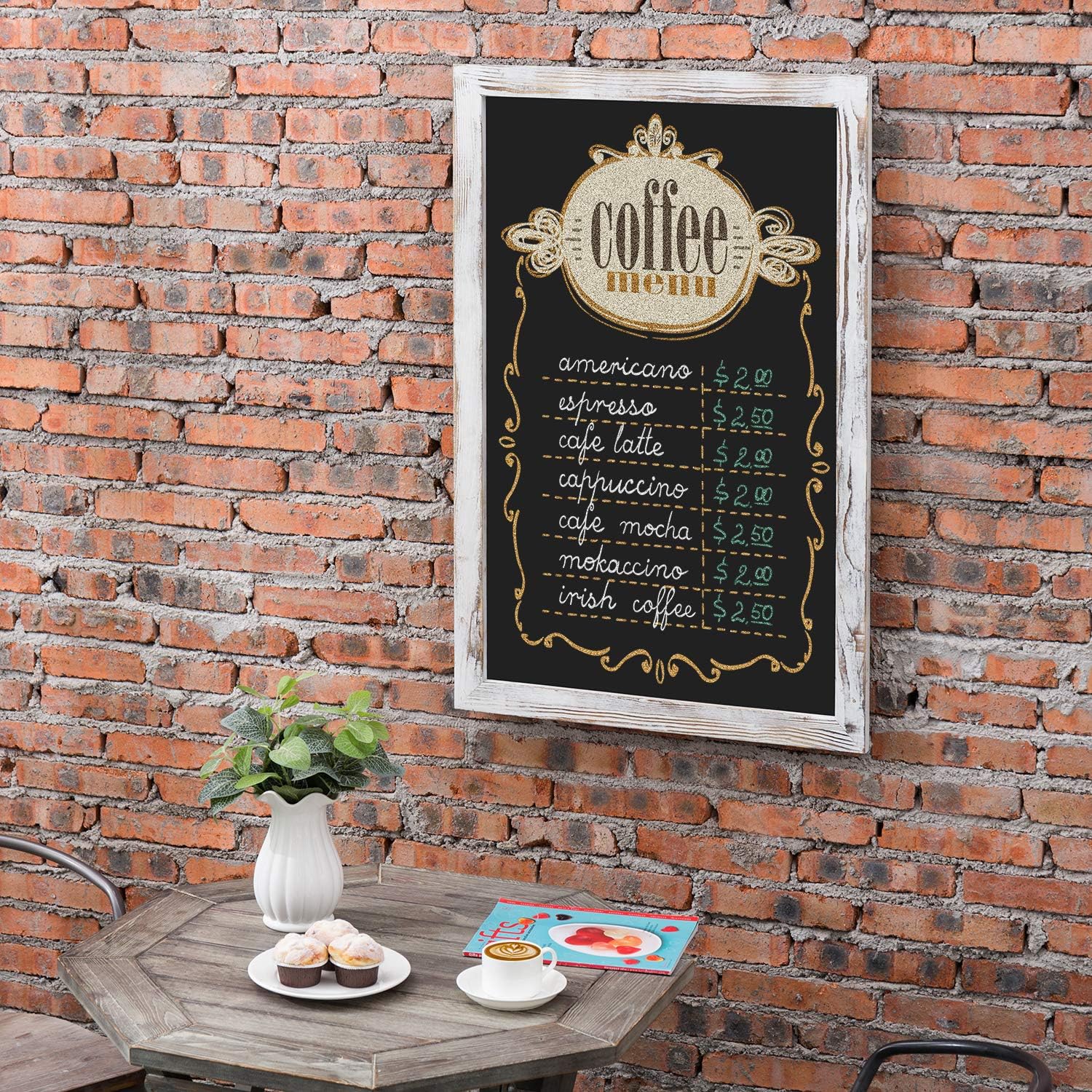 Shabby Whitewashed Wood Framed Chalkboard Sign Pack of 2 G813