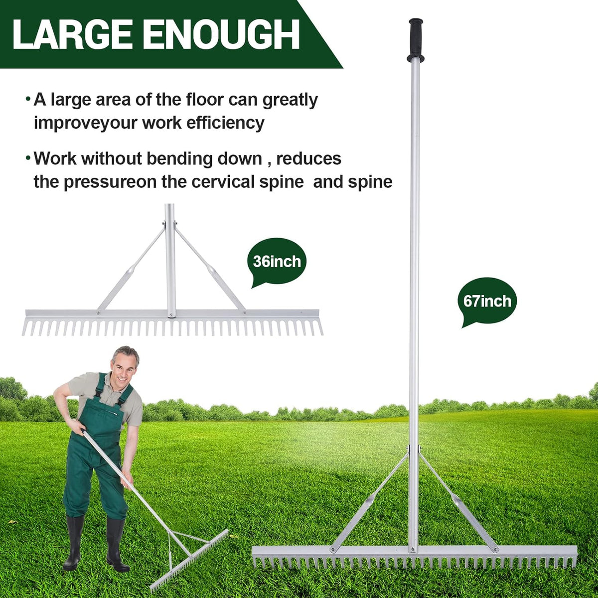 36 Rake Head Aluminum Landscape Rake S232