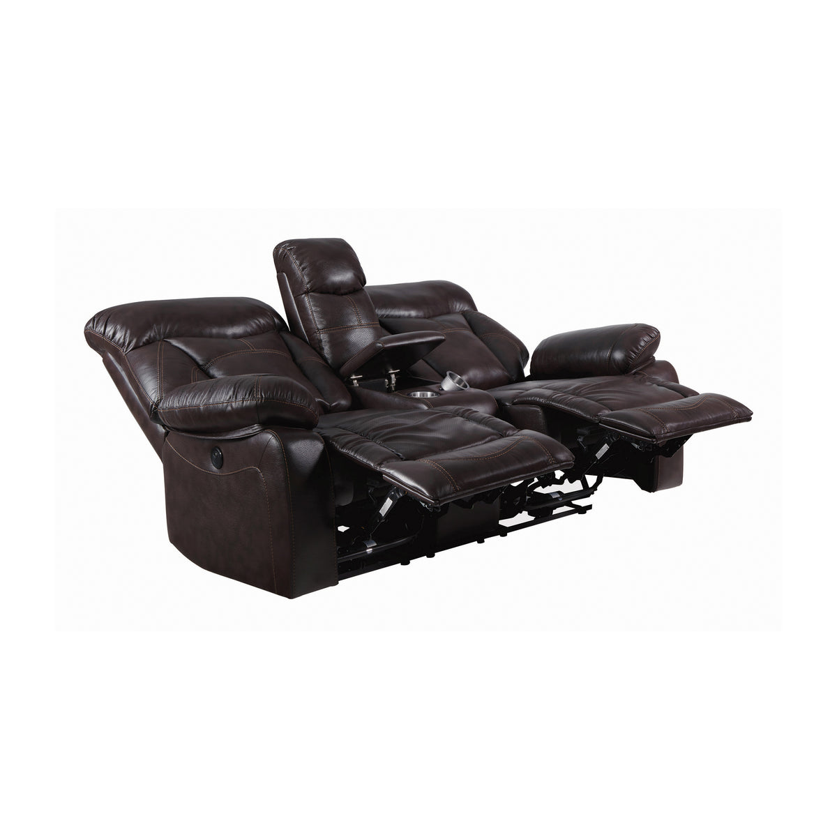 Dark Brown Motion Loveseat V45303