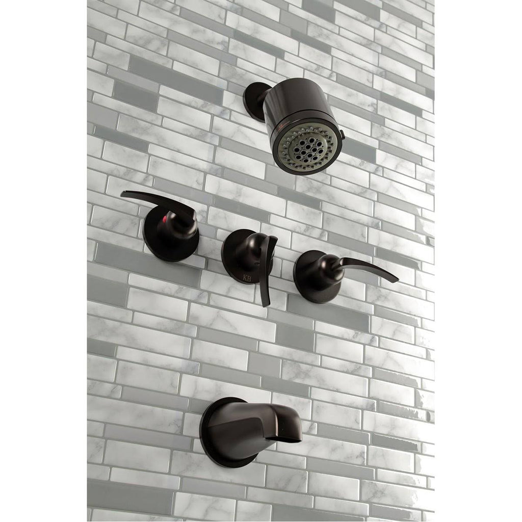 Three Handle Tub and Shower Faucet Matte Black M8047