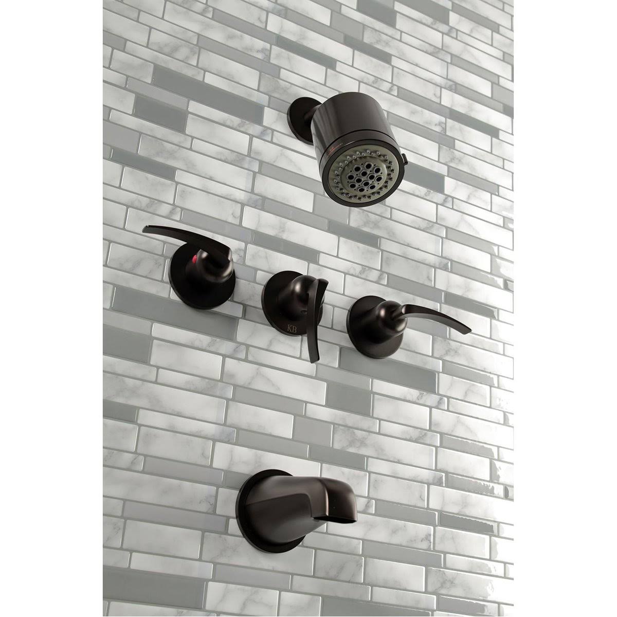 Three Handle Tub and Shower Faucet Matte Black M8047