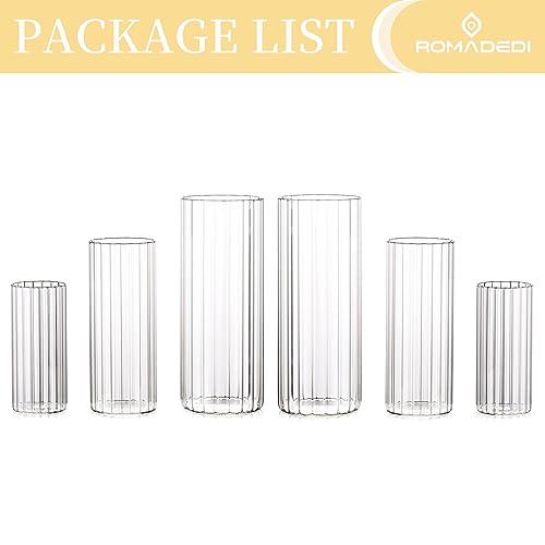 Set of 6 Cylinder Glass Candle Holders Q102638