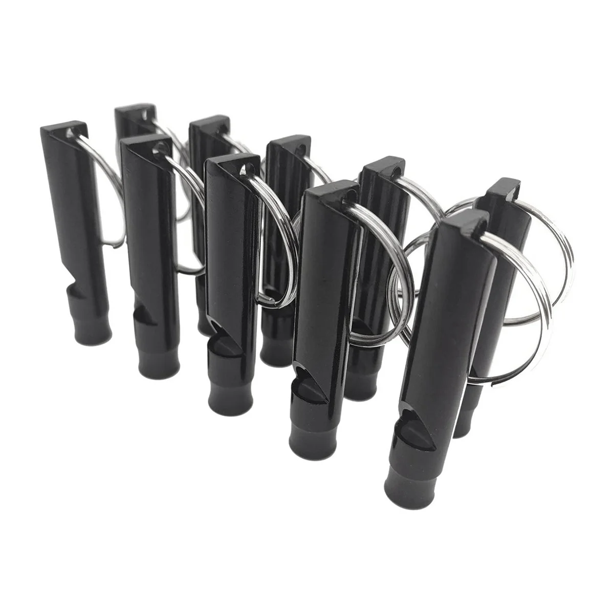 Black Aluminum Whistle 100 Pack with Keychain H836