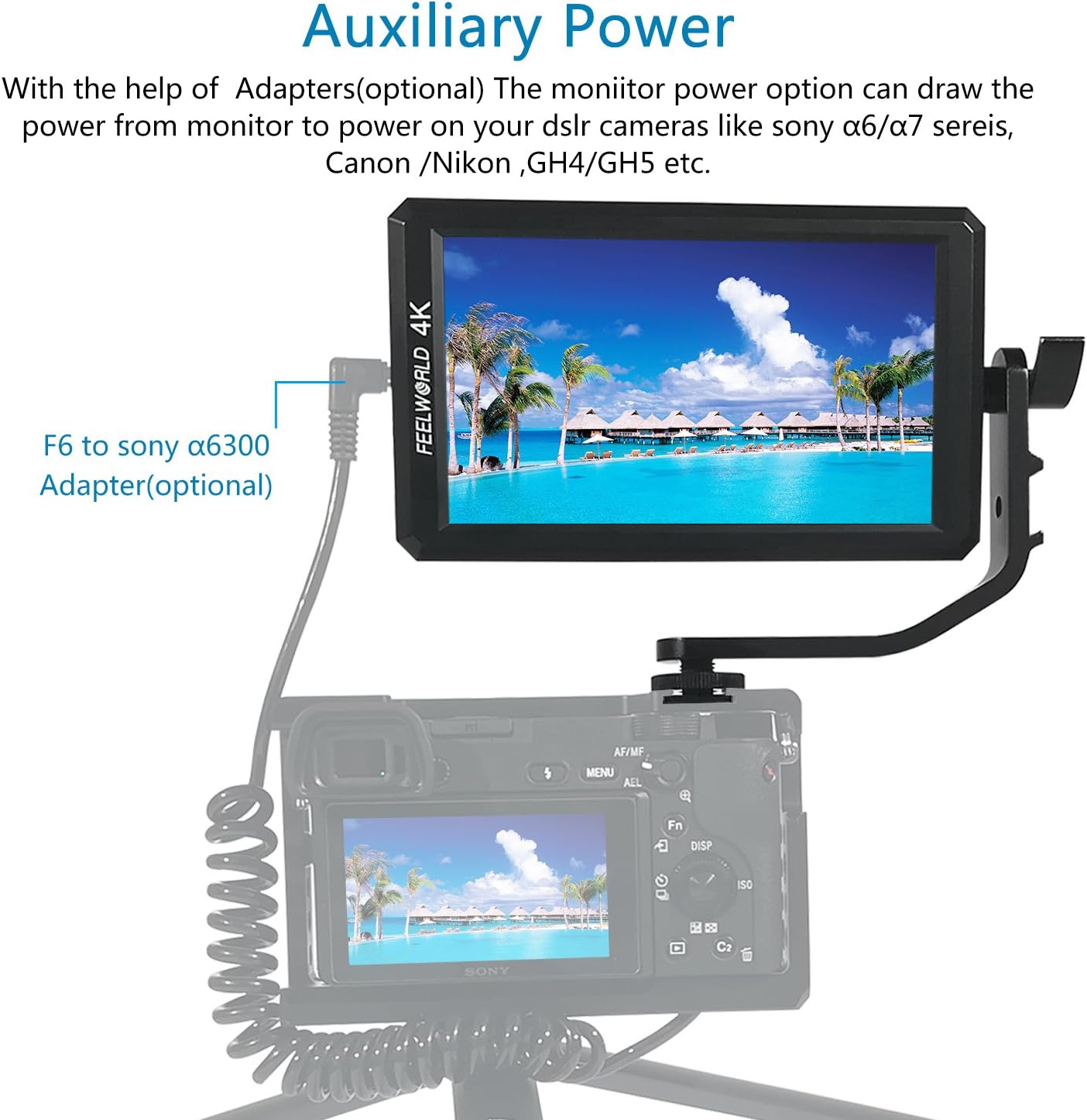 5.7Inch FHD IPS On Camera 4K HDMI Monitor with Swivel Arm K565