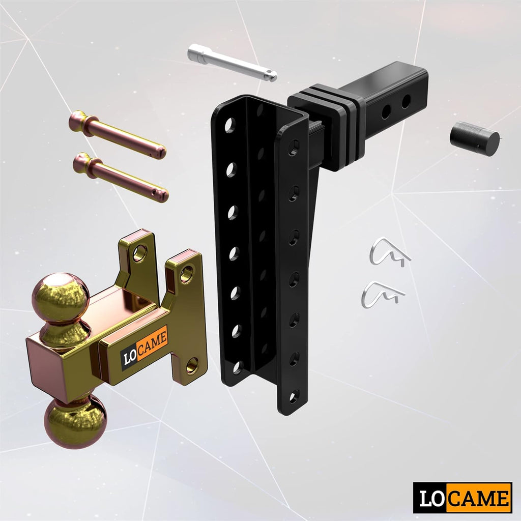 Adjustable Trailer Hitch, 2-Inch Receiver, 9-Inch Drop/Rise, 21,000 LBS GTW, Solid Ball Mount O400