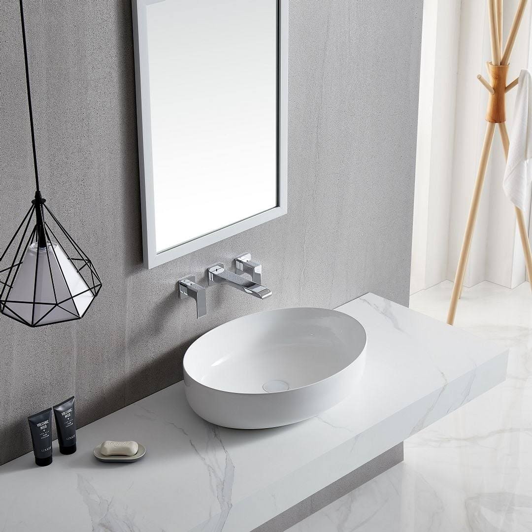 White Ceramic Oval Vessel Bathroom Sink Z3116