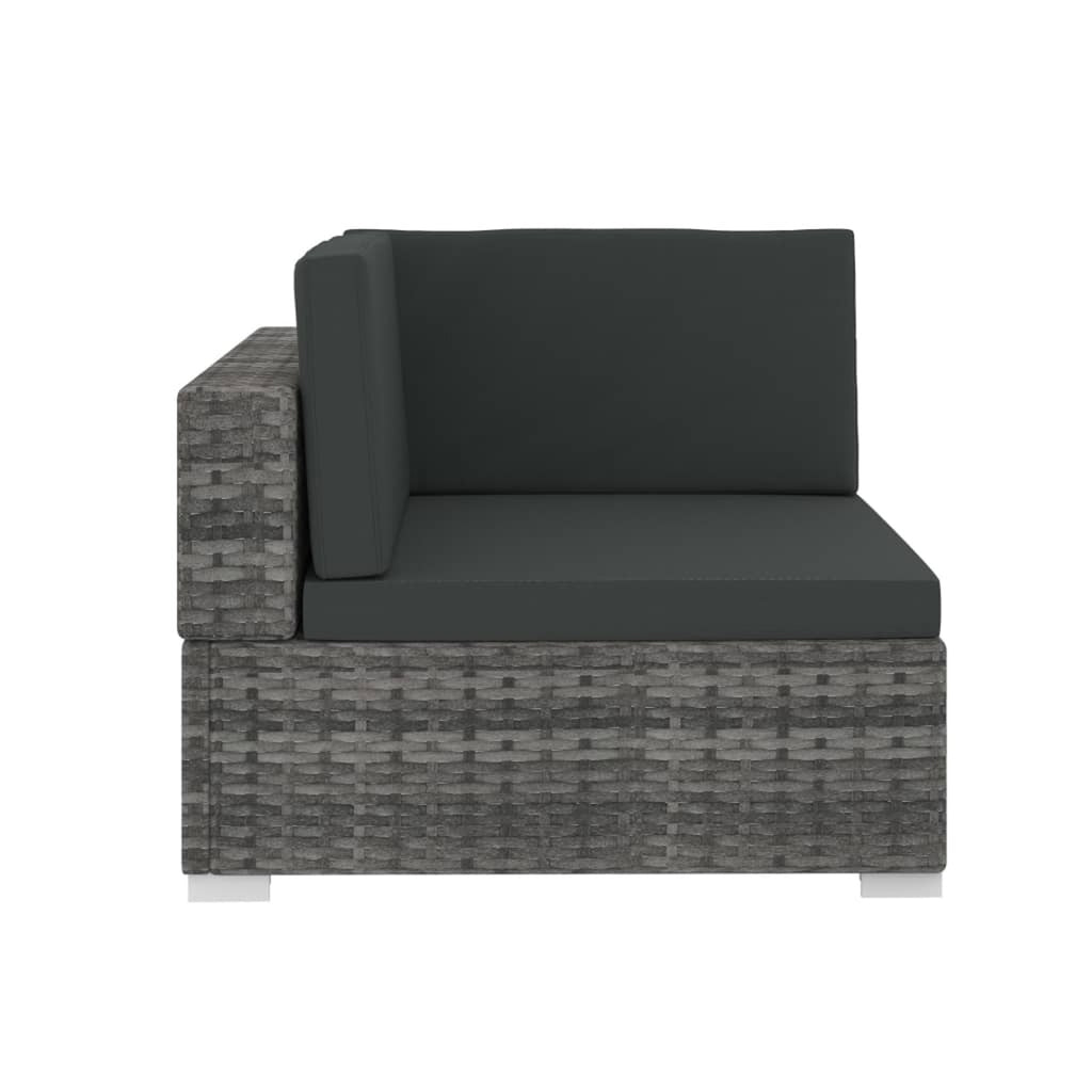 4 Piece Patio Sofa Set with Cushions Gray Poly Rattan R666