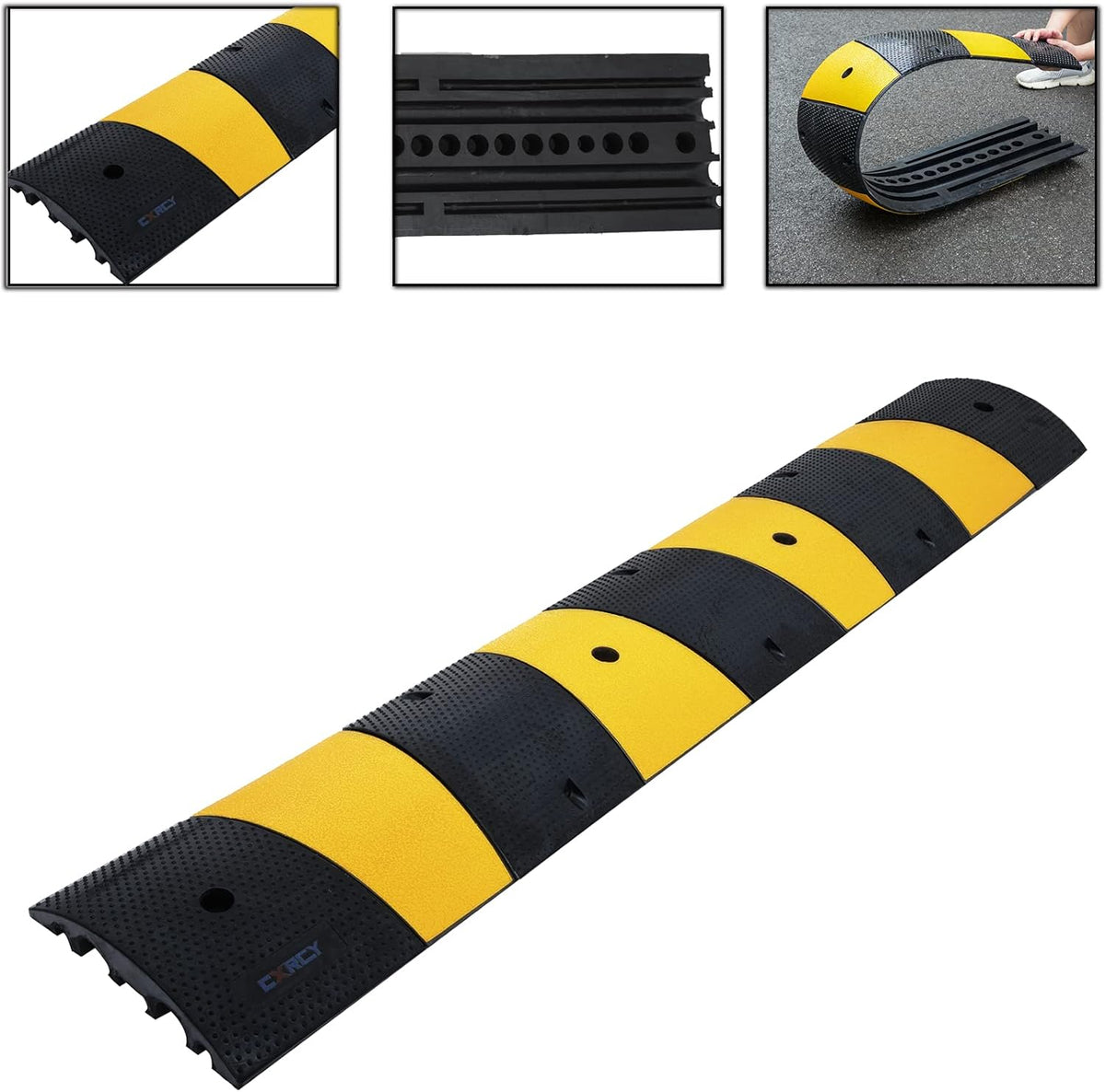 6FT Rubber Speed Bumps 2 Pack Heavy Duty Cable Protector Ramp with 8 Bolts P897