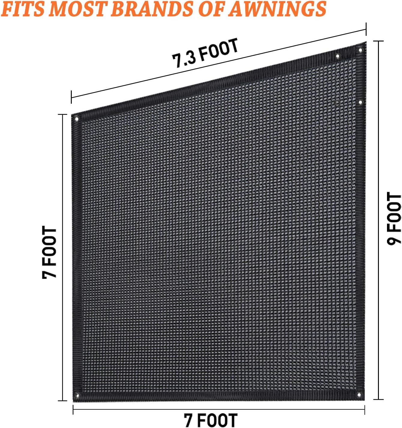 RV Awning Side Shade Black Mesh Screen Sunshade UV Sun Blocker Complete Kits Y586
