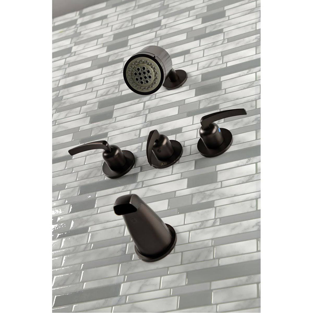 Three Handle Tub and Shower Faucet Matte Black M8047