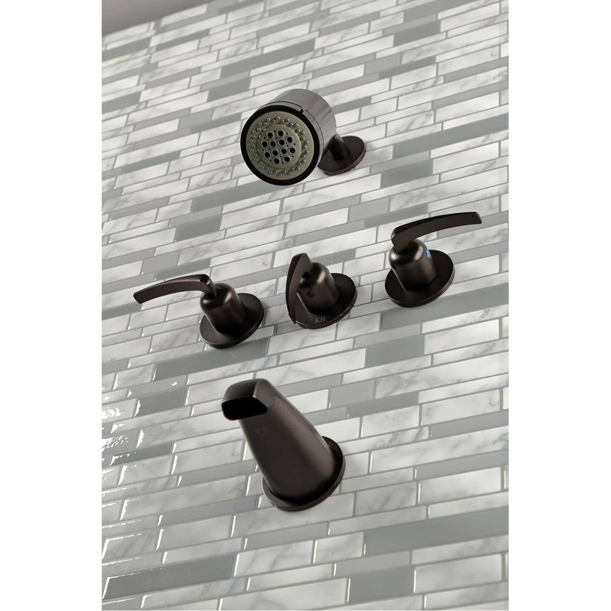 Three Handle Tub and Shower Faucet Matte Black M8047