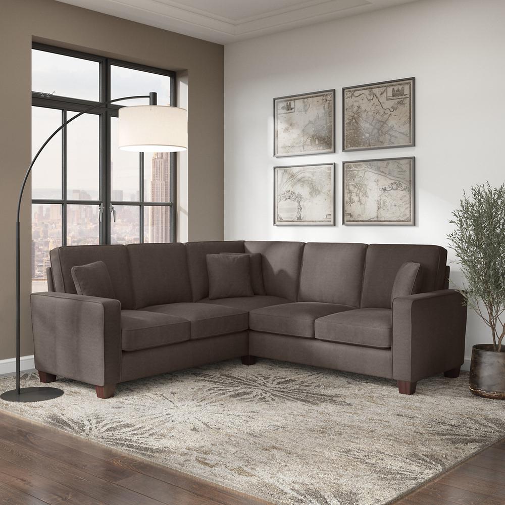 Chocolate Brown Microsuede L Shaped Sectional Couch V2512