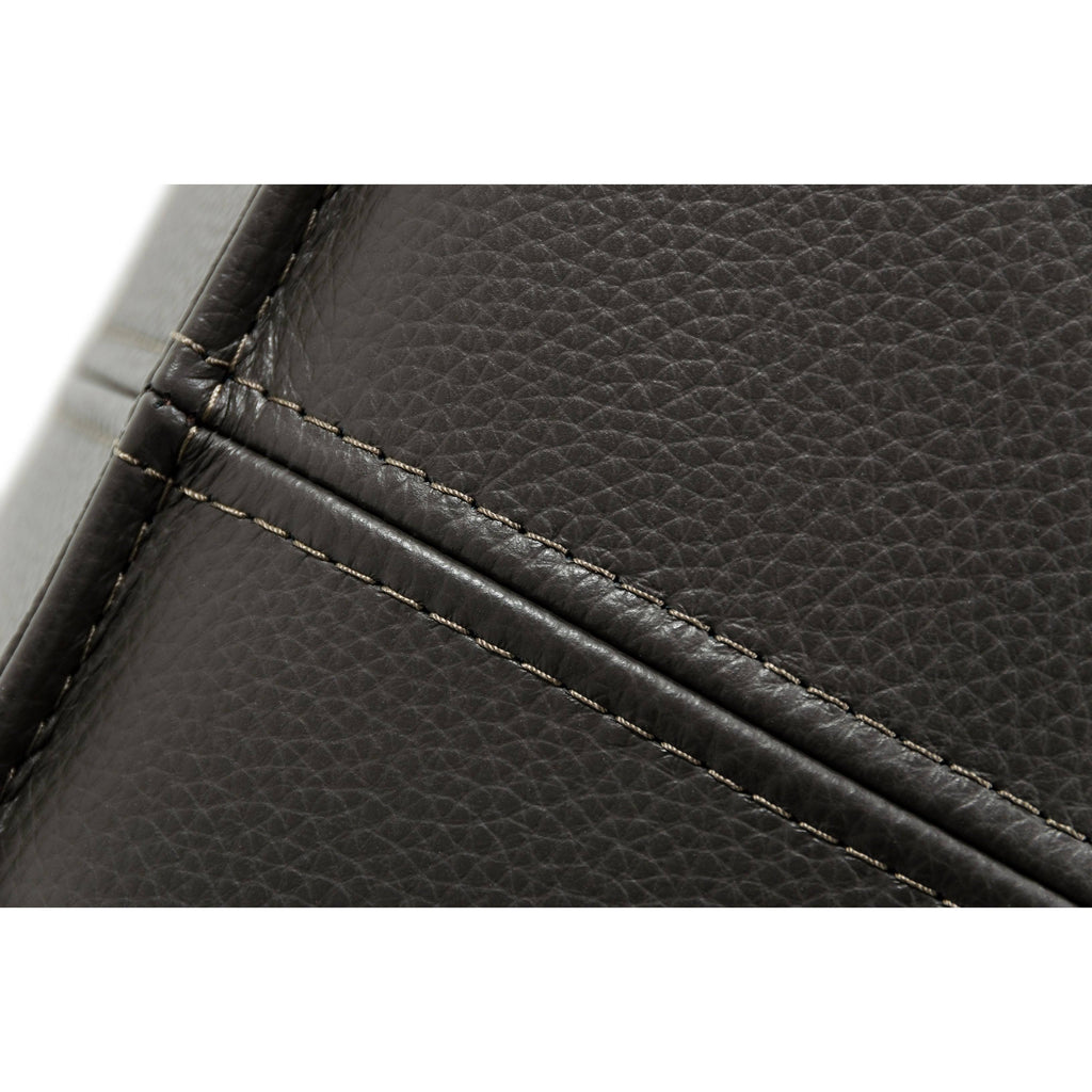 Dark Grey Leather Square Ottoman M1049