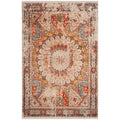 Cream Rust Rectangle Rug V657