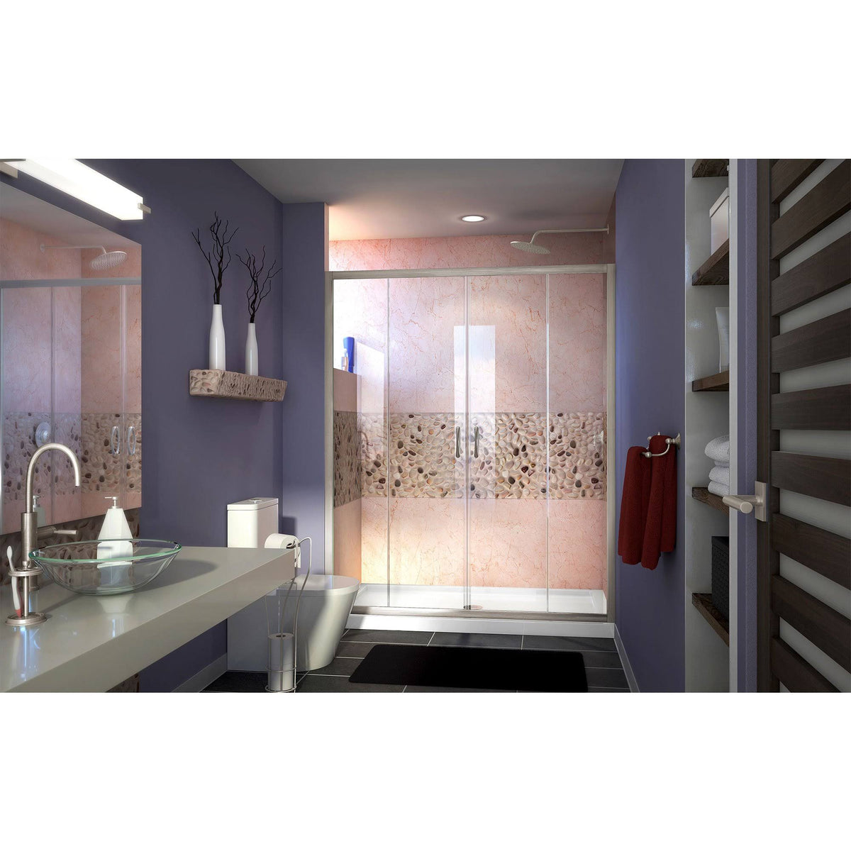 Sliding Shower Door and Shower Base Center Drain T994618