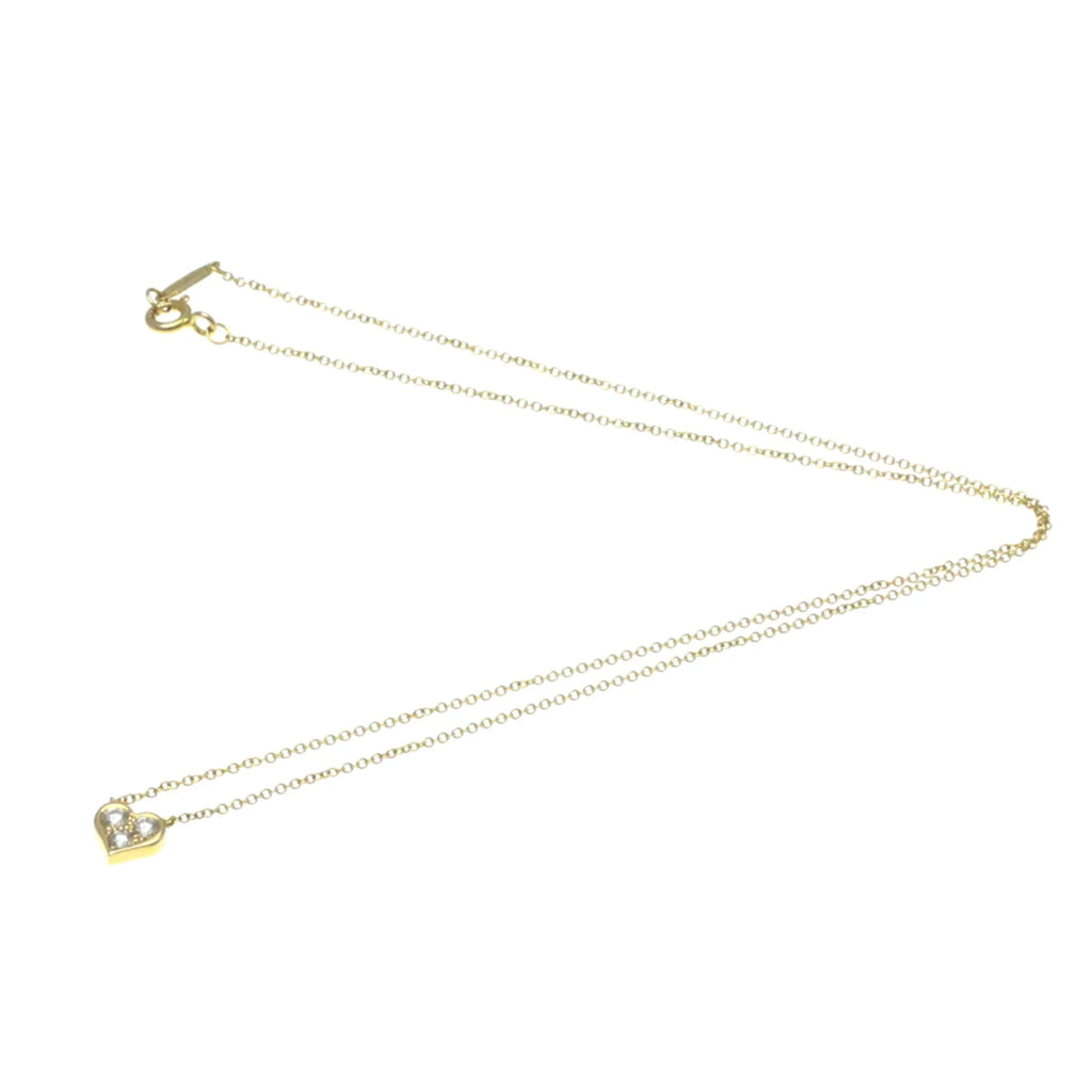 18K Yellow Gold Diamond Heart Pendant Necklace P6064