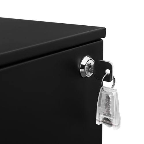 Black Steel 3 Drawer Mobile File Cabinet with Lock I5206