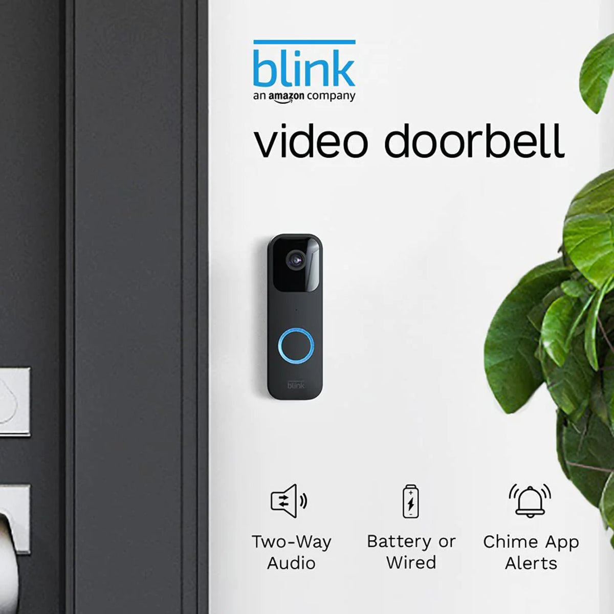 Black Video Doorbell with Two-Way Audio and HD Video H8182