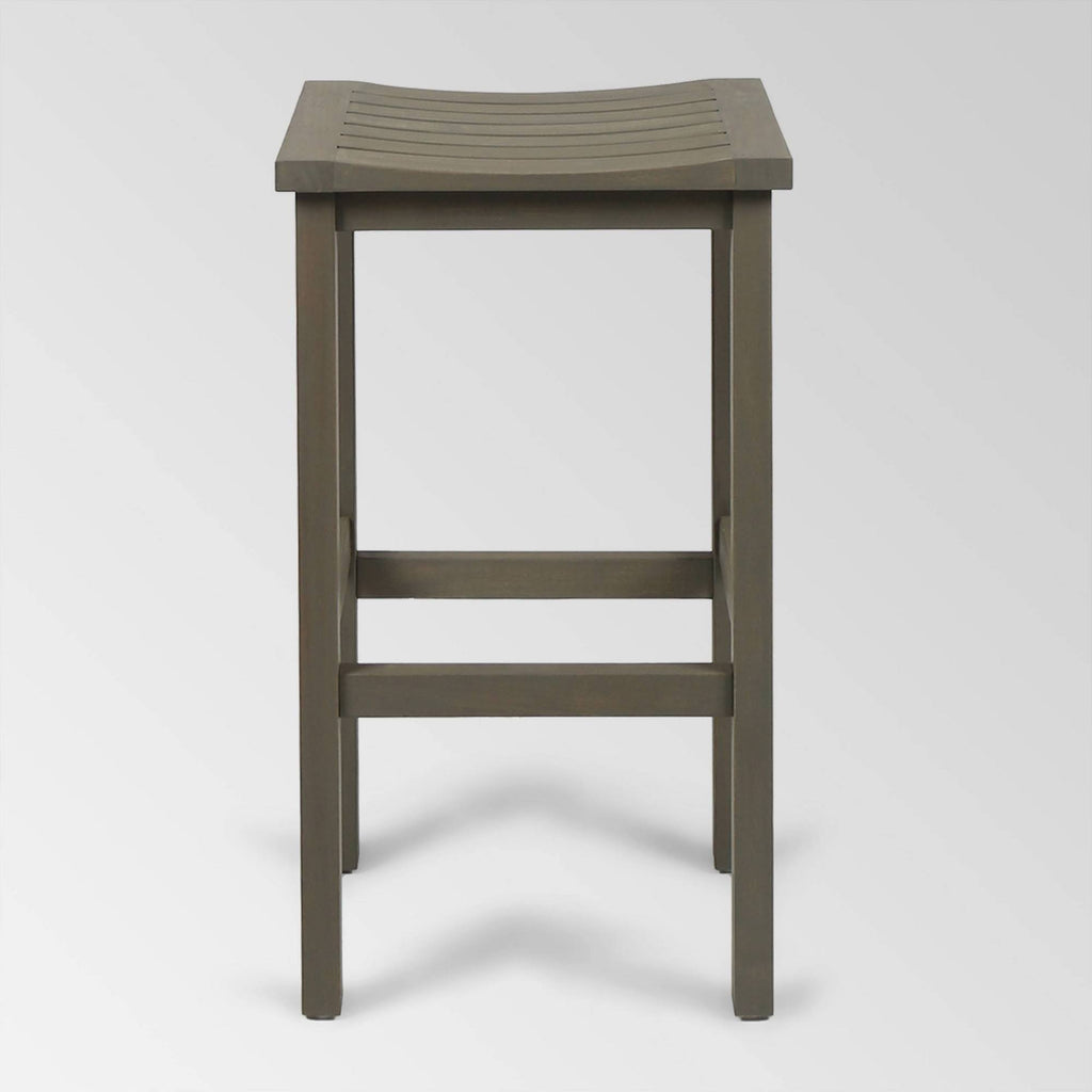 Gray Acacia Wood Outdoor Bar Stool Set of 4 X3788