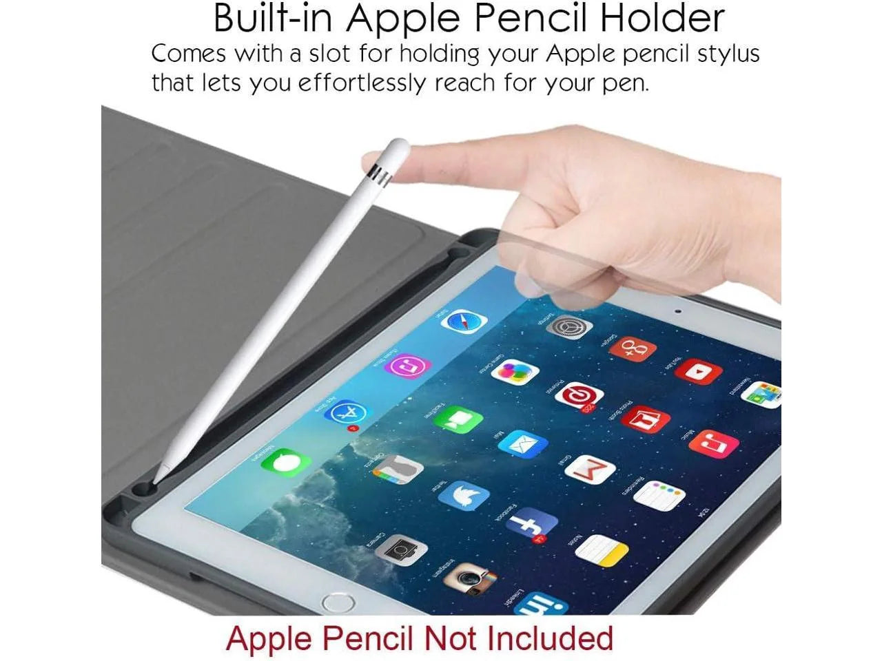 Slim Leather Folio Keyboard Case for iPad Mini 5 4 3 2 1 with Pencil Holder A28686