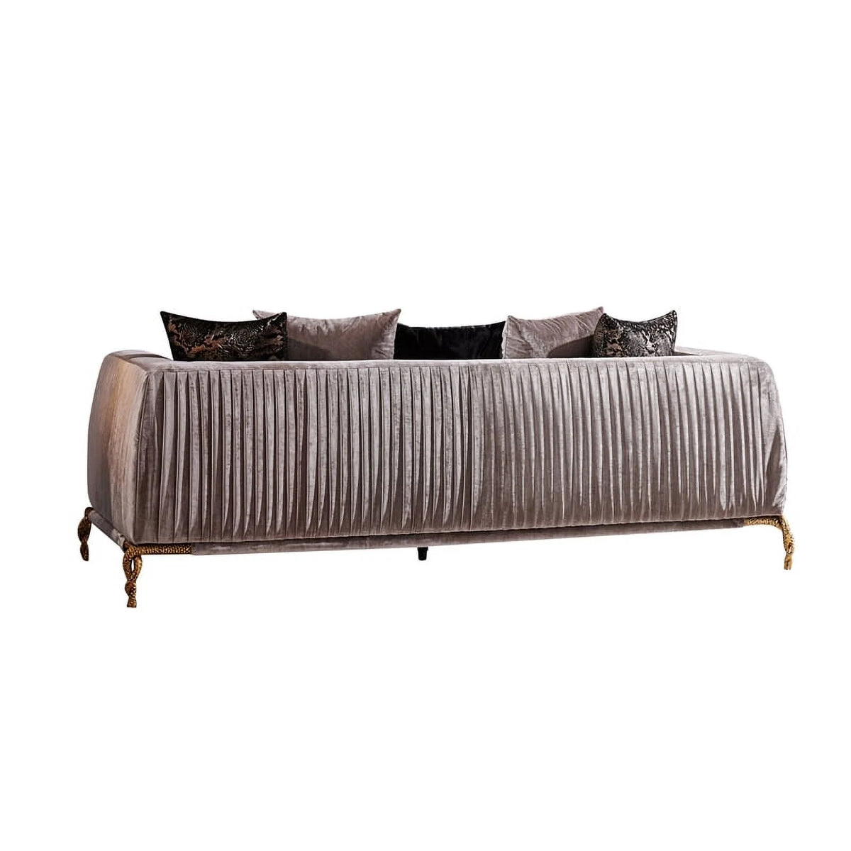 Ivory Velvet 2PC Living Room Set with Wood Q70114