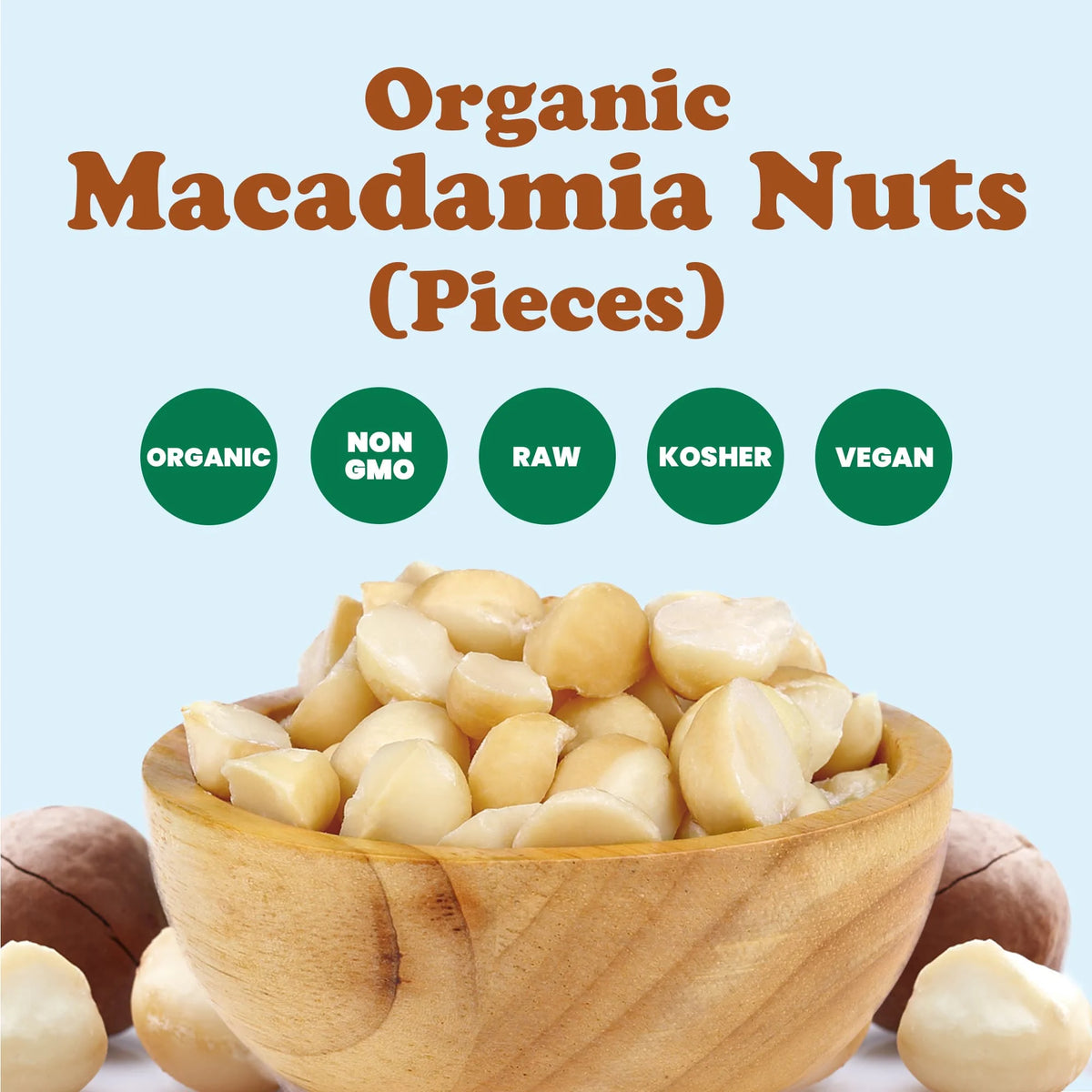 Organic Macadamia Nut Pieces, 8 Pounds L3594