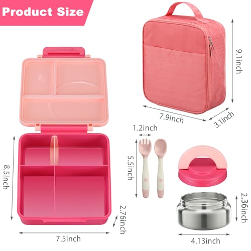 Black Bento Lunch Box Set with 8oz Soup Thermo and Insulated Lunch Bag T89147