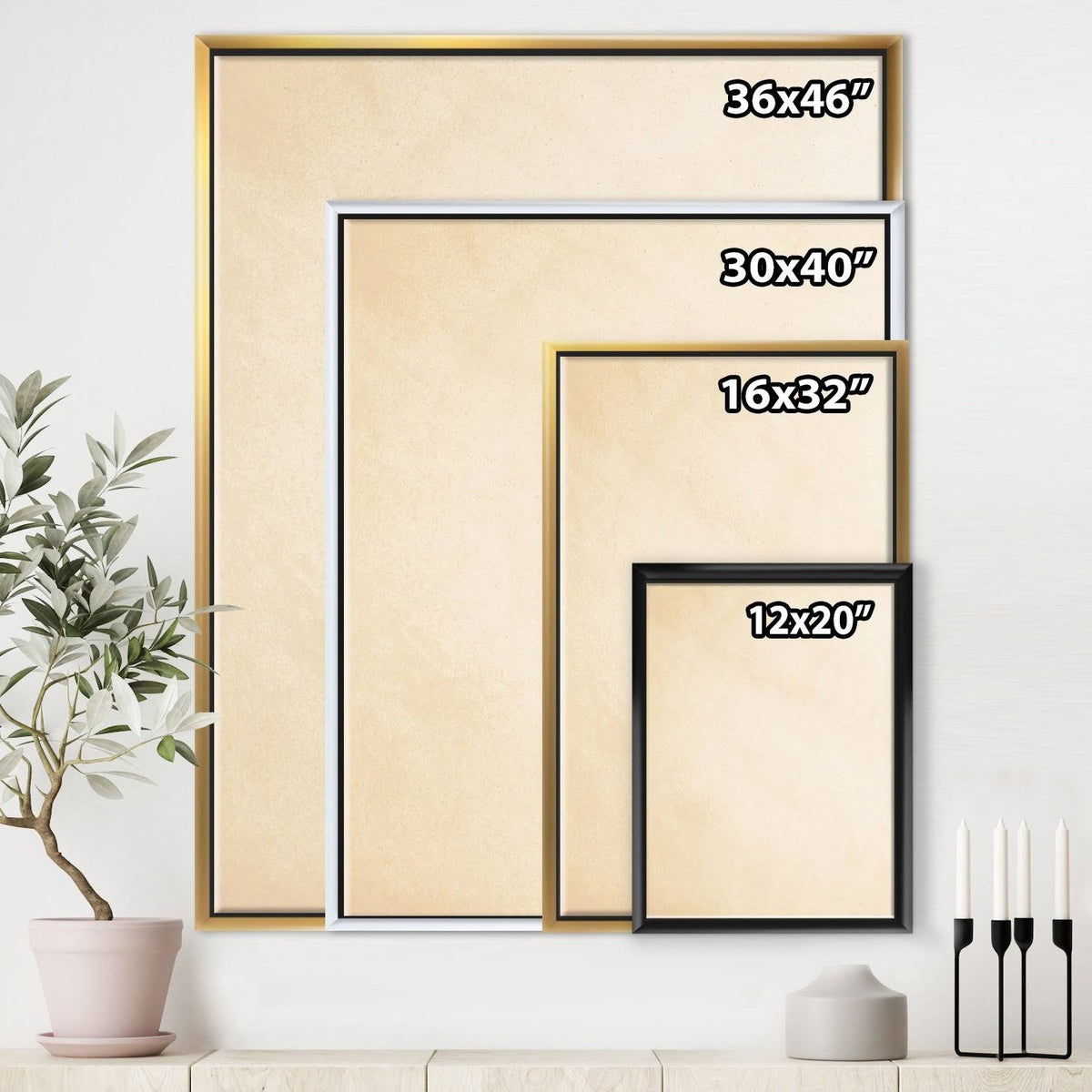 Grey Gold Framed Canvas 16 in. Wide x 32 in. High R3286