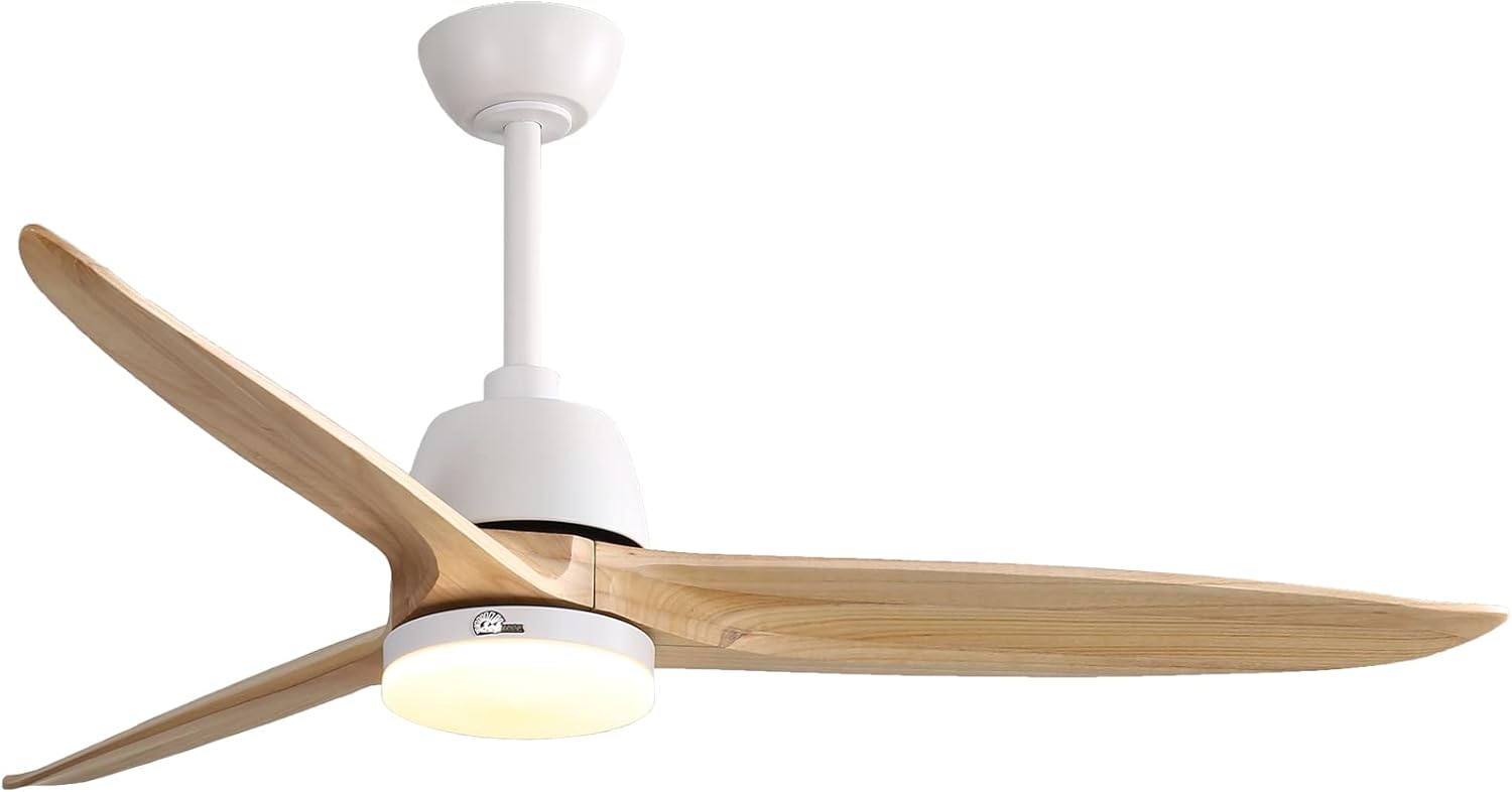 52'' Outdoor Farmhouse Ceiling Fan with Remote Carved Wood Fan Blade C7670