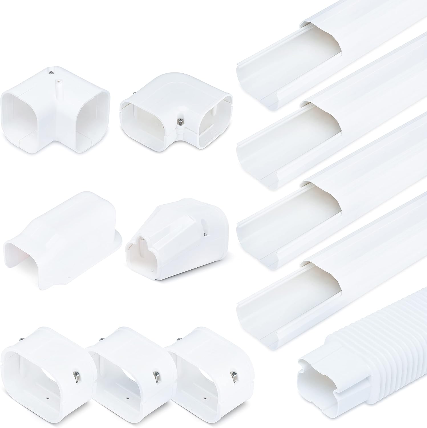 3" Decorative White PVC Mini Split Line Set Cover Kit, 15 FT, Pack of 2 F19691