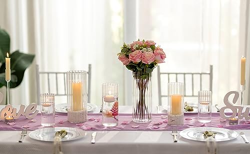 Set of 6 Cylinder Glass Candle Holders Q102638