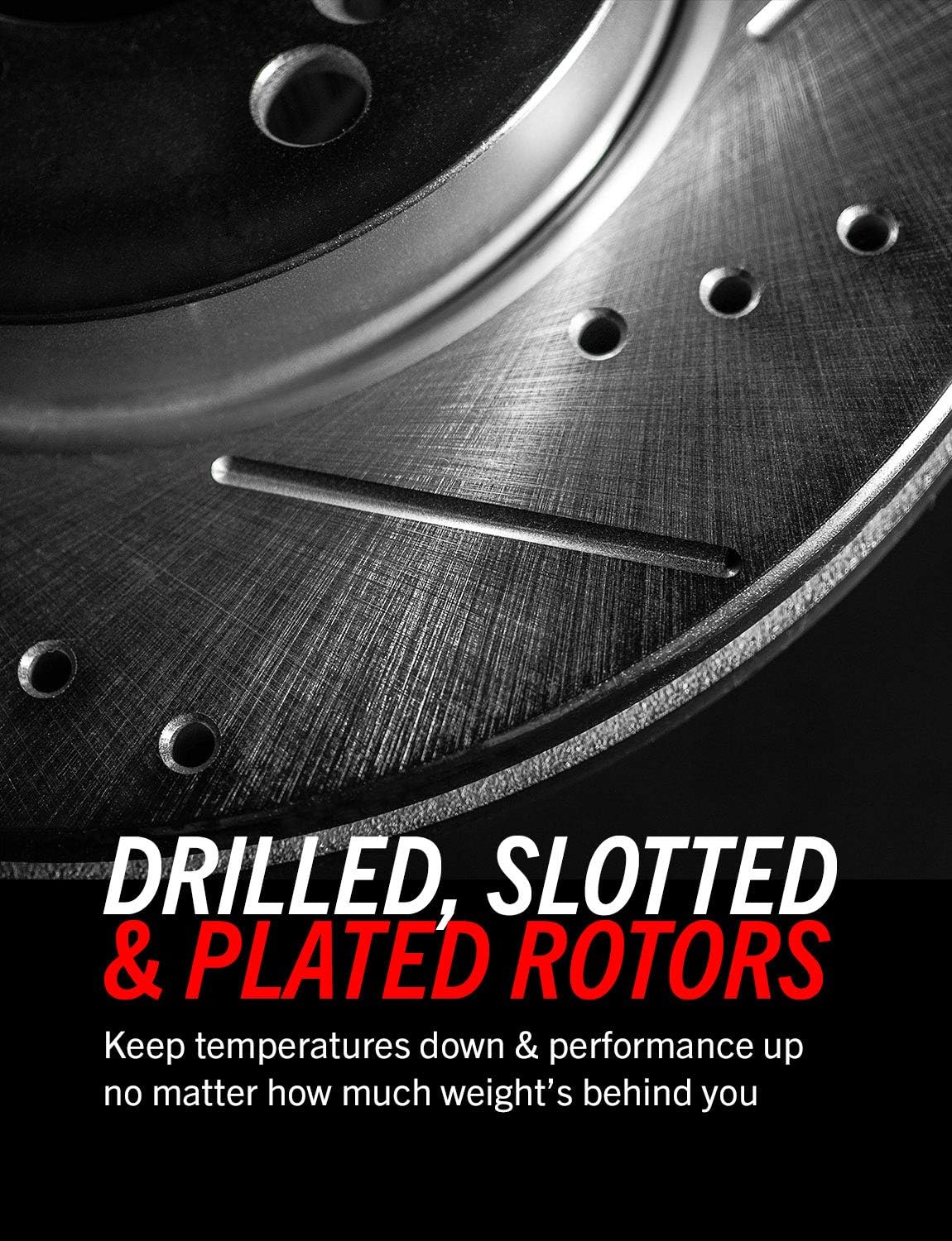 Front and Rear Carbon Fiber Ceramic Brake Kit with Drilled Slotted Brake Rotors B42518