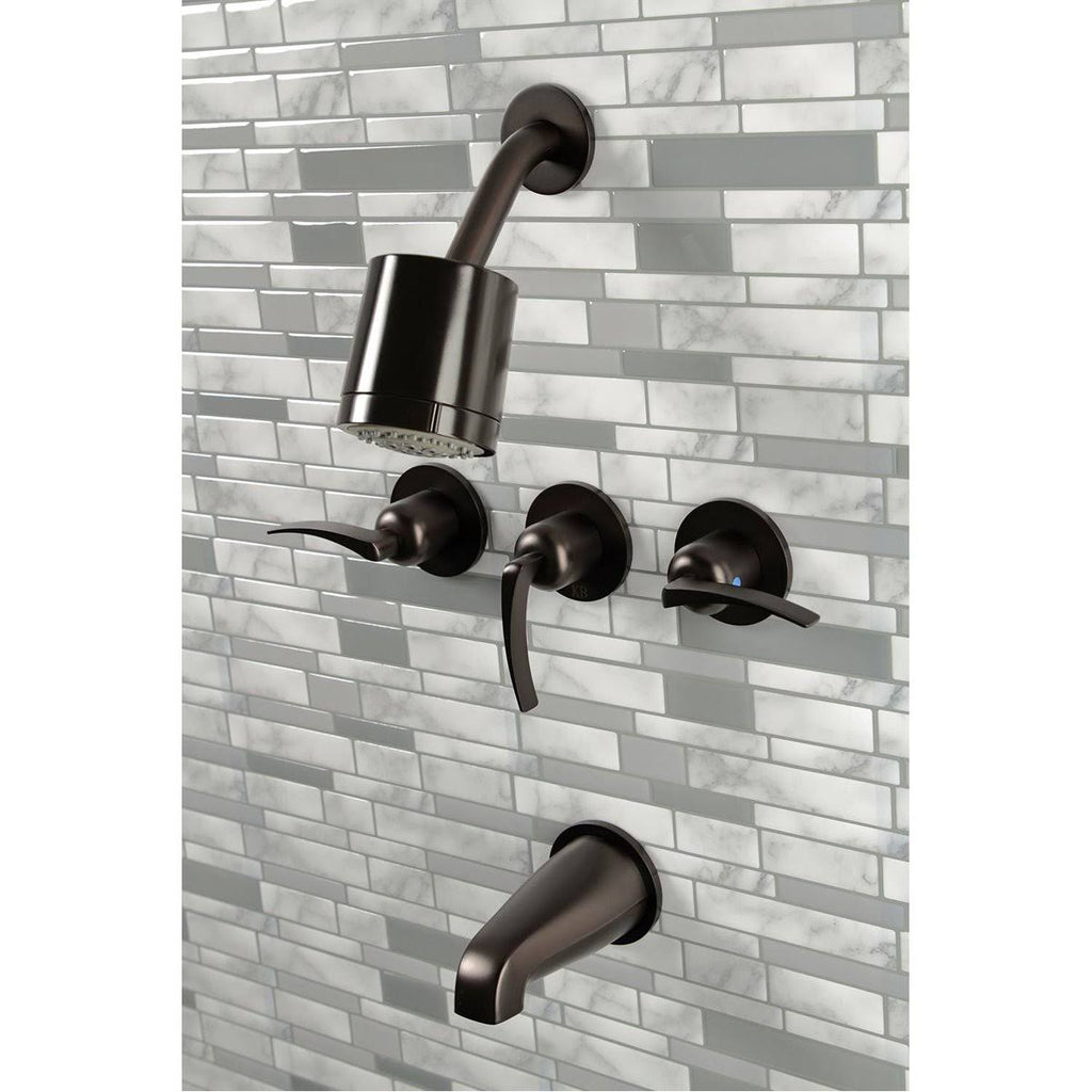 Three Handle Tub and Shower Faucet Matte Black M8047