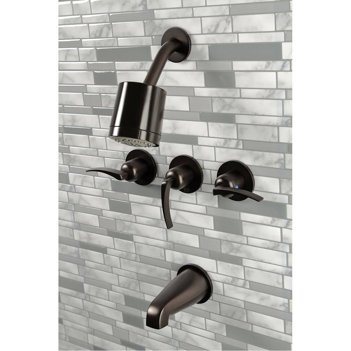 Three Handle Tub and Shower Faucet Matte Black M8047
