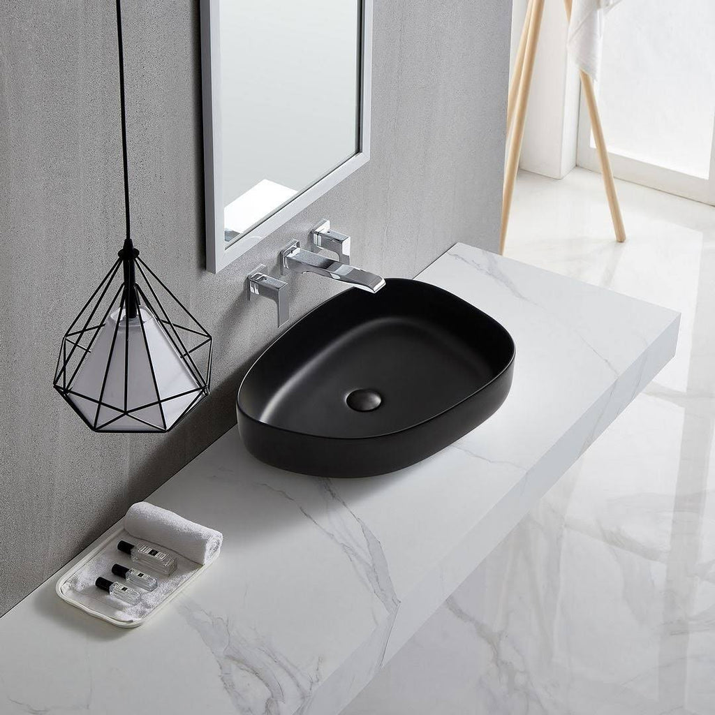 White Ceramic Oval Vessel Bathroom Sink Z3116