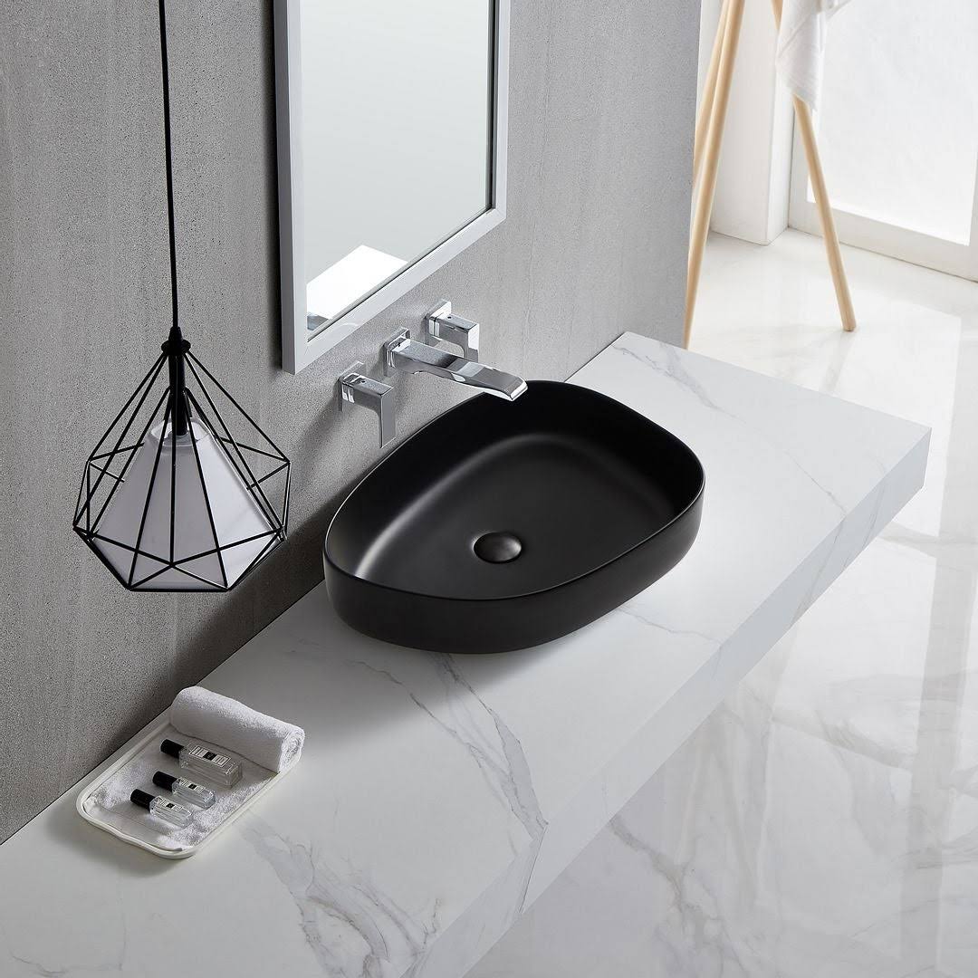 White Ceramic Oval Vessel Bathroom Sink Z3116