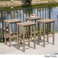 Gray Acacia Wood Outdoor Bar Stool Set of 4 X3788