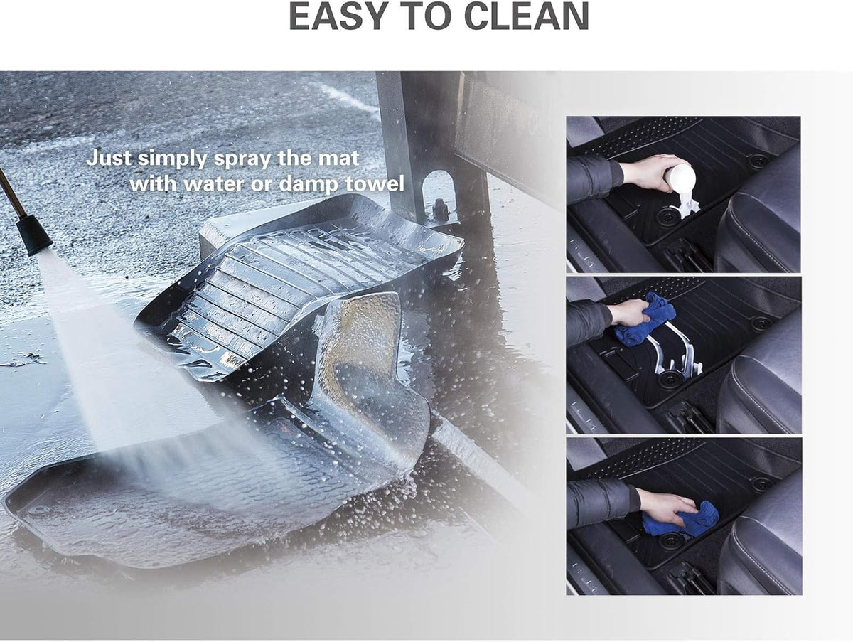 Black TPE Waterproof Car Mats Front and Rear Row Full Set G9983