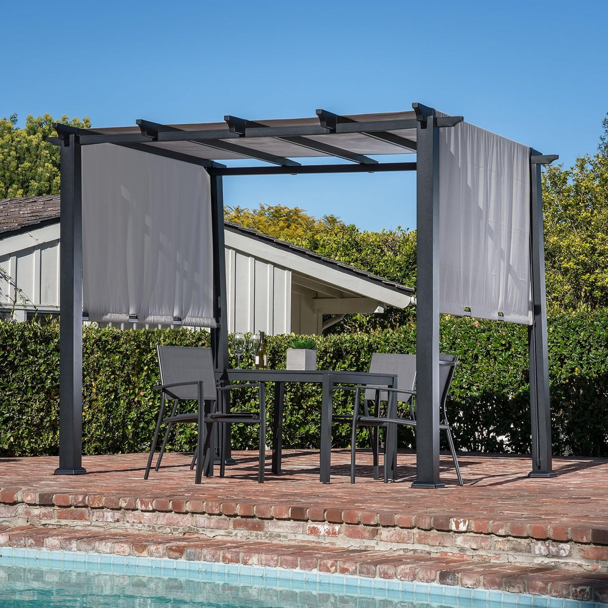8 x 10 Ft. Metal Pergola with Adjustable Gray Canopy R439