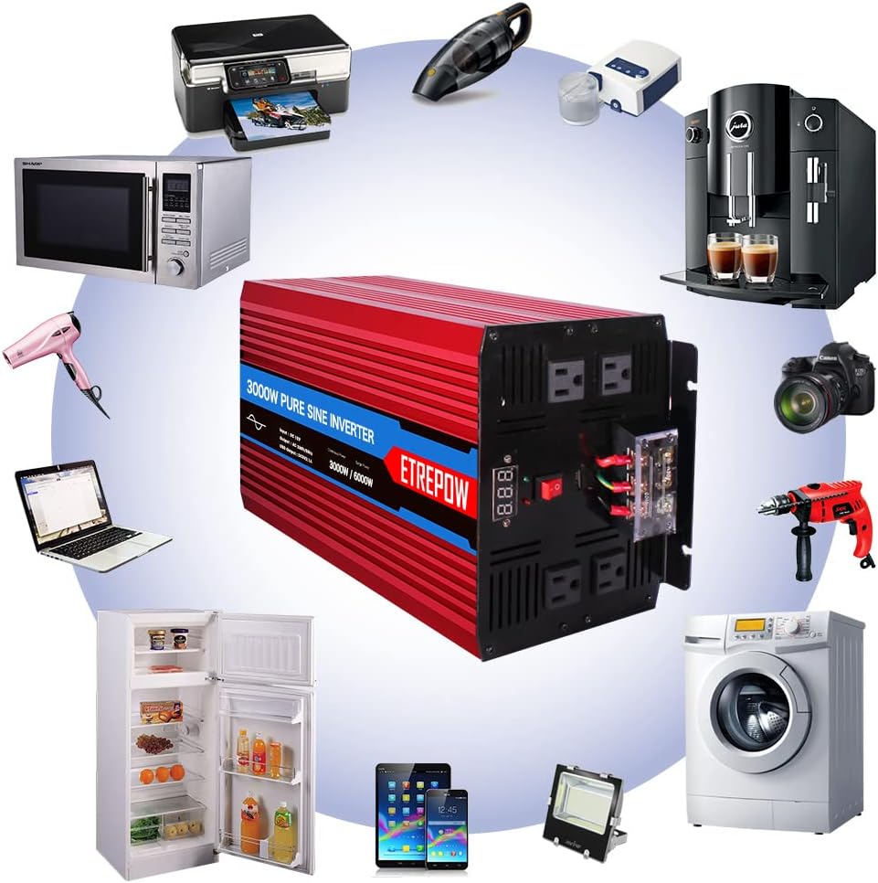 3000 Watt Pure Sine Wave Power Inverter 12V DC to 110V AC C421