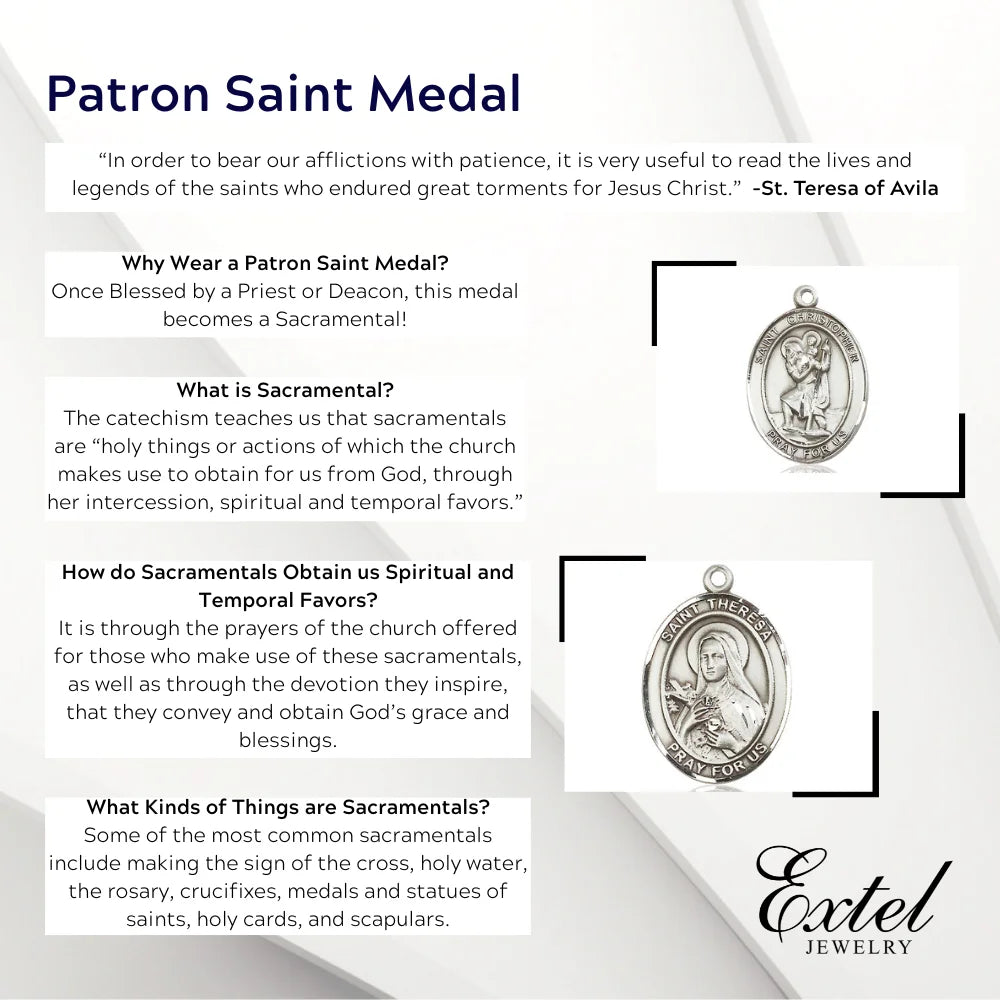 Sterling Silver St. Michael Medal Pendant Necklace with 24" Rhodium Plated Curb Chain D185260