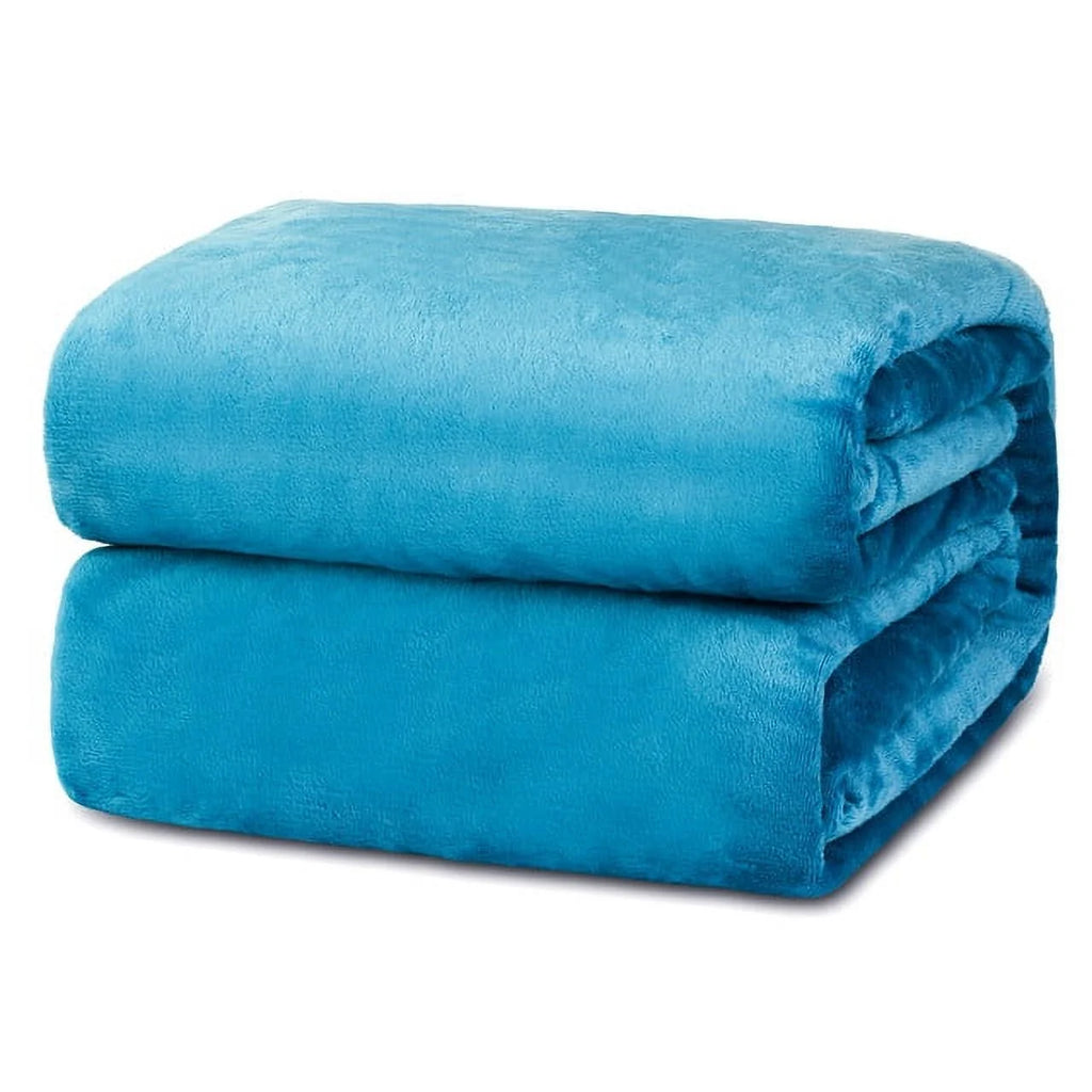 Blue Plush Microfiber Throw Blanket L61795