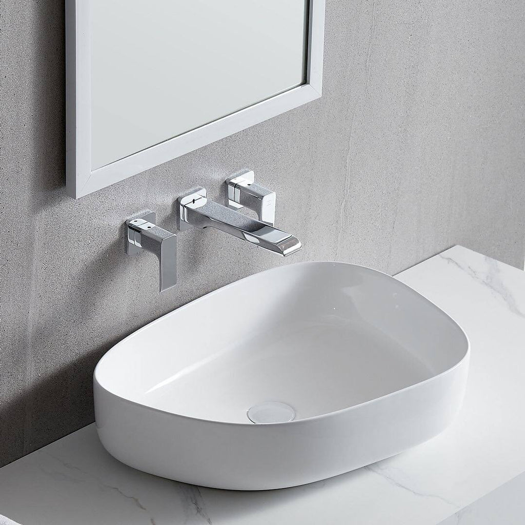 White Ceramic Oval Vessel Bathroom Sink Z3116