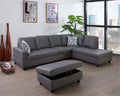 Dark Grey Faux Leather Sofa & Chaise with Ottoman E574583