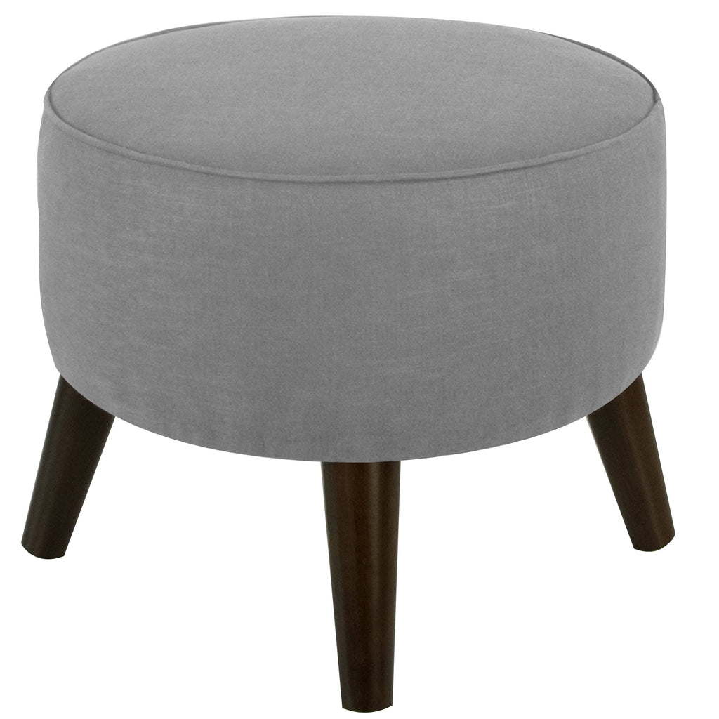 Black Linen Round Ottoman A4698