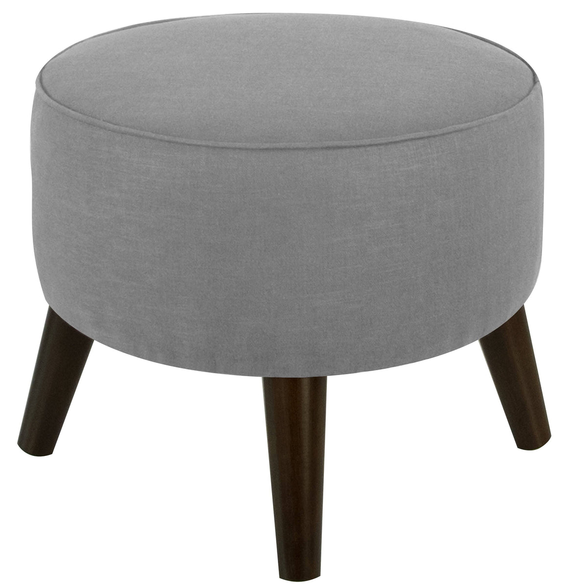 Black Linen Round Ottoman A4698