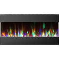 Recessed Wall Mounted Electric Fireplace with Crystal and LED Color Changing Display, Black S992