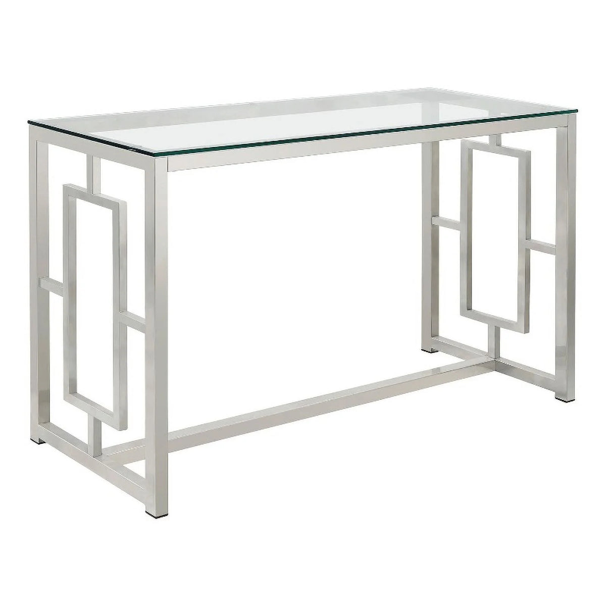 Nickel Rectangle Glass Top Sofa Table Y378