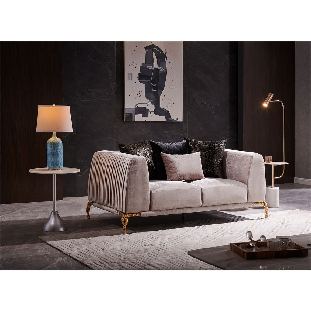 Ivory and Black Upholstered 3 PC Sofa Set N601