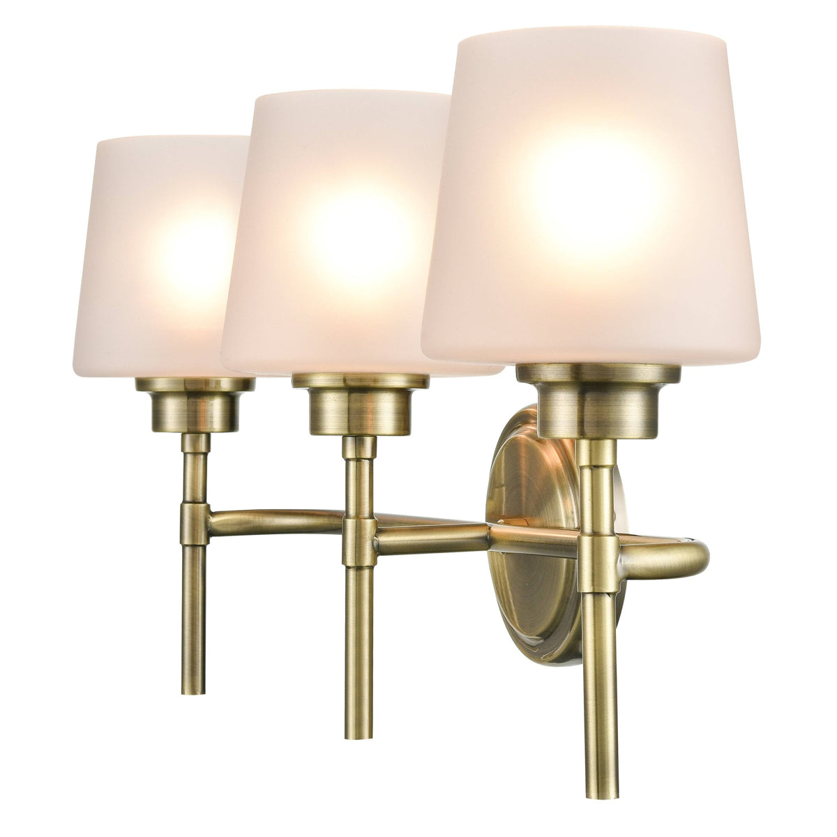 Antique Brass Frosted 3-Light Vanity Light H525826